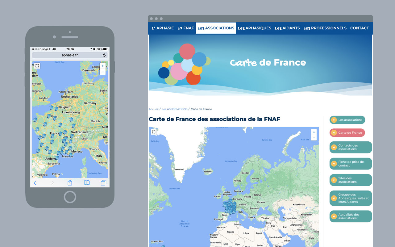 Création de site internet, webdesign et charte graphique, création de logo et identité visuelle pour la Fédération Nationale des Aphasiques de France